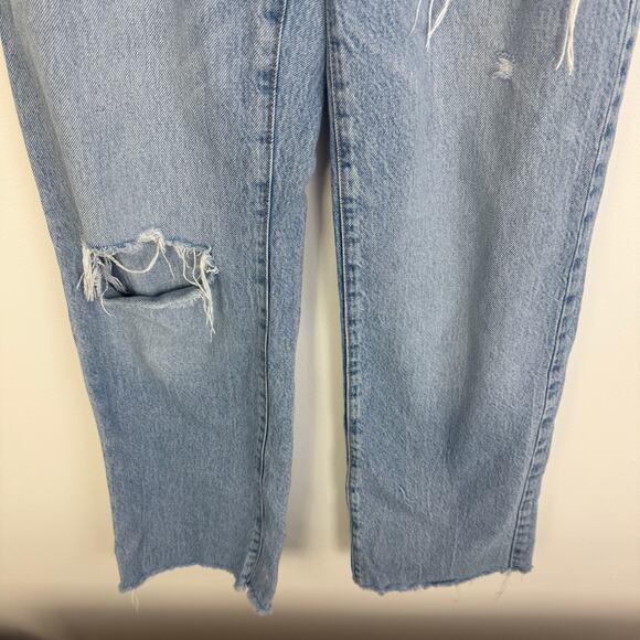 Garage Womens Jambe Large Wide Leg High Rise Distressed Light Wash Blue Jeans 3 - Picture 4 of 8